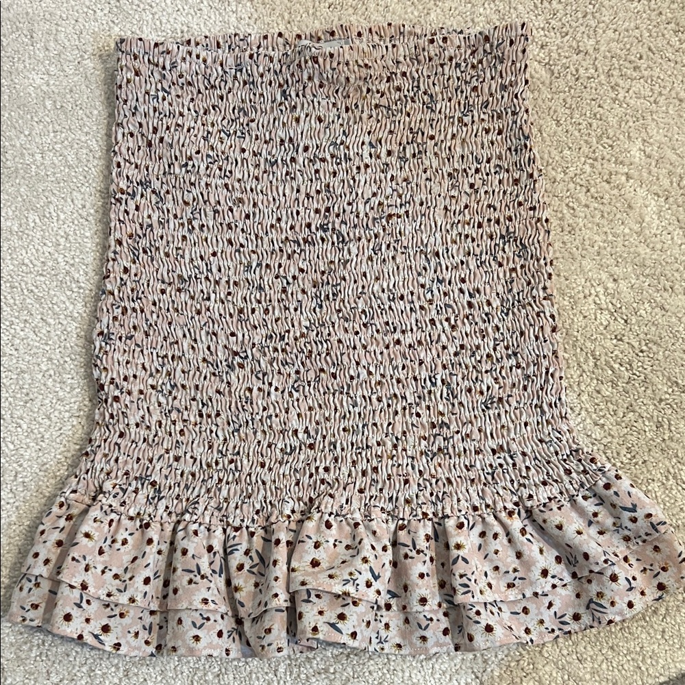 Floral print beginning boutique strapless top